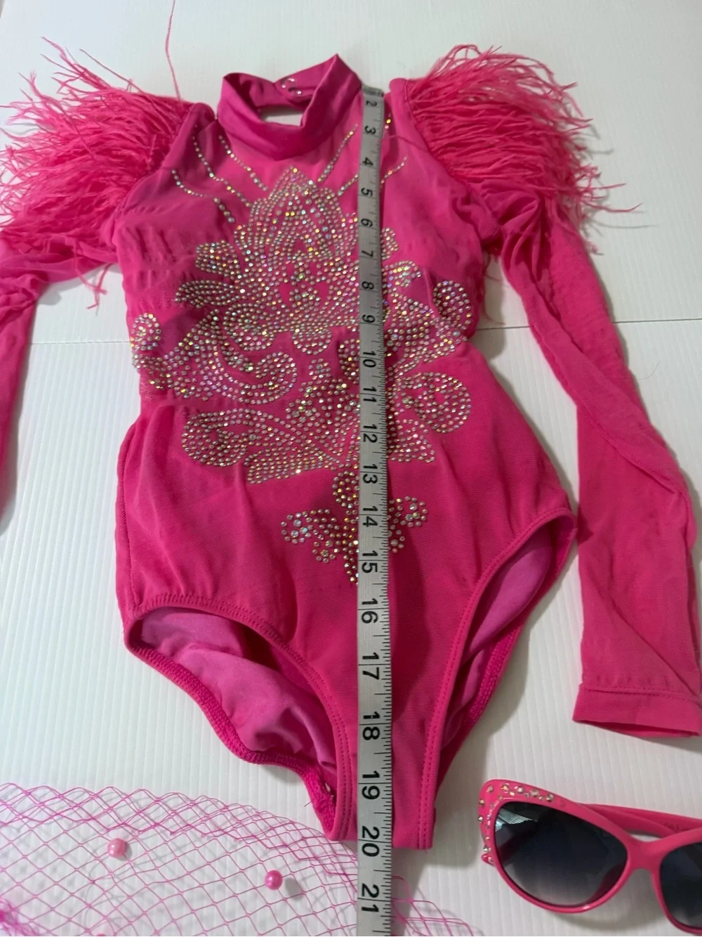 Revolution Tenth House Dance Leotard costume EMINENT TH23111 hot pink feather MC